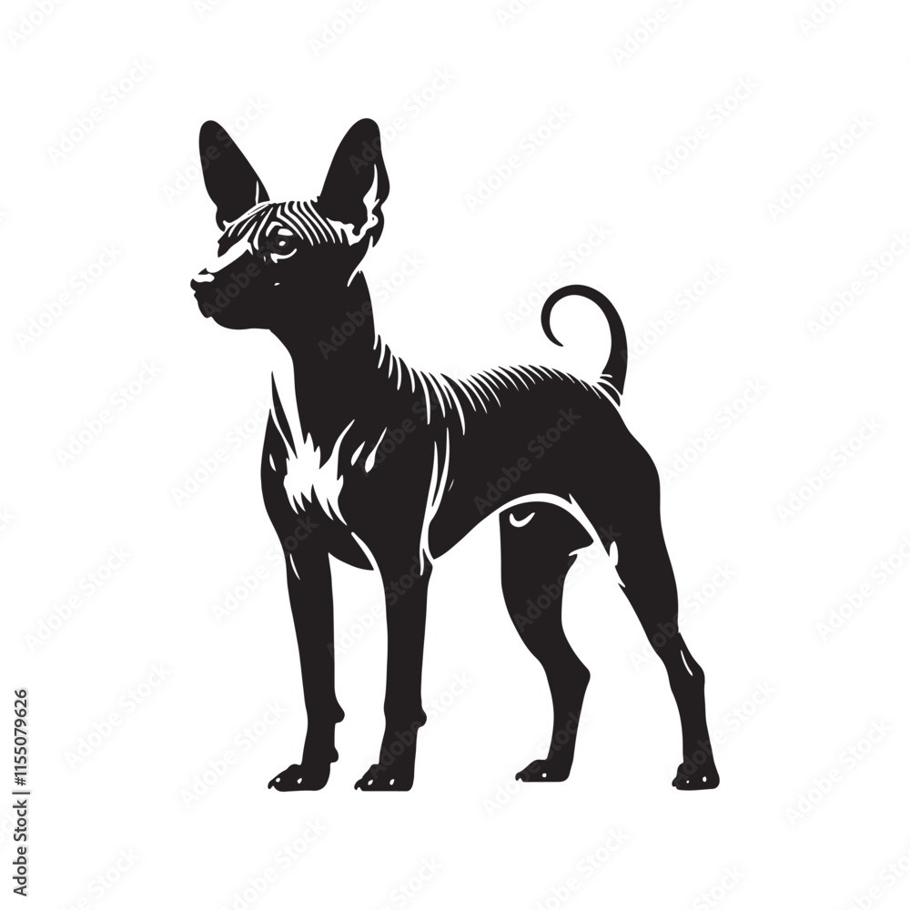 American Hairless Terrier Vector Silhouette - Dog Illustration. American Hairless Terrier Vector Silhouette - Dog Illustration.