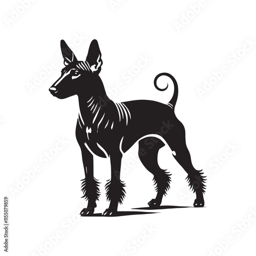 American Hairless Terrier Vector Silhouette - Dog Illustration.