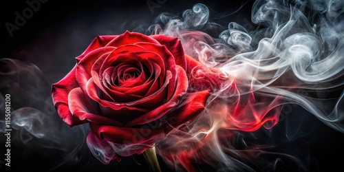Wallpaper Mural rose wrapped in red smoke swirl on black background, floral, love,  floral, love, elegance, allure, beauty Torontodigital.ca