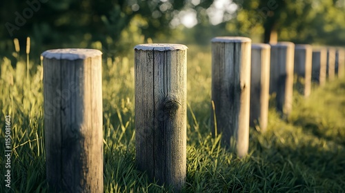 Fototapeta Naklejka Na Ścianę i Meble -  Wooden poles on the beach of the Baltic Sea in Poland