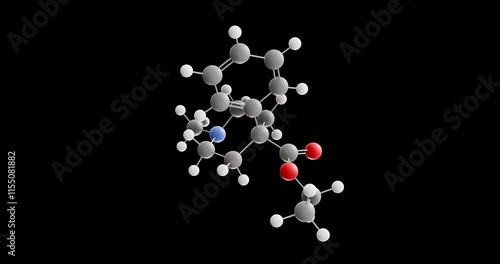 Pethidine molecule, rotating 3D model of meperidine, looped video on a black background photo