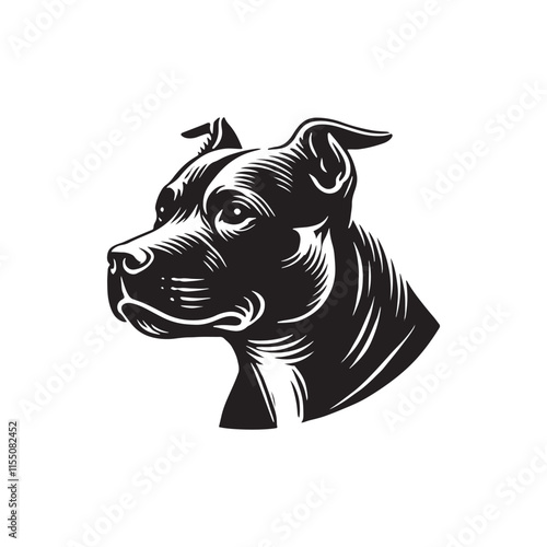 Foto American Pit Bull Terrier Vector - American Pit Bull Terrier Silhouette - Illust