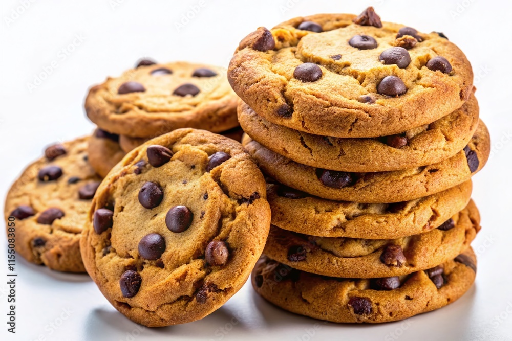 A symphony of chocolate chips, rising in a warm, golden stack. A testament to simple perfection. A symphony of chocolate chips, rising in a warm, golden stack. A testament to simple perfection.