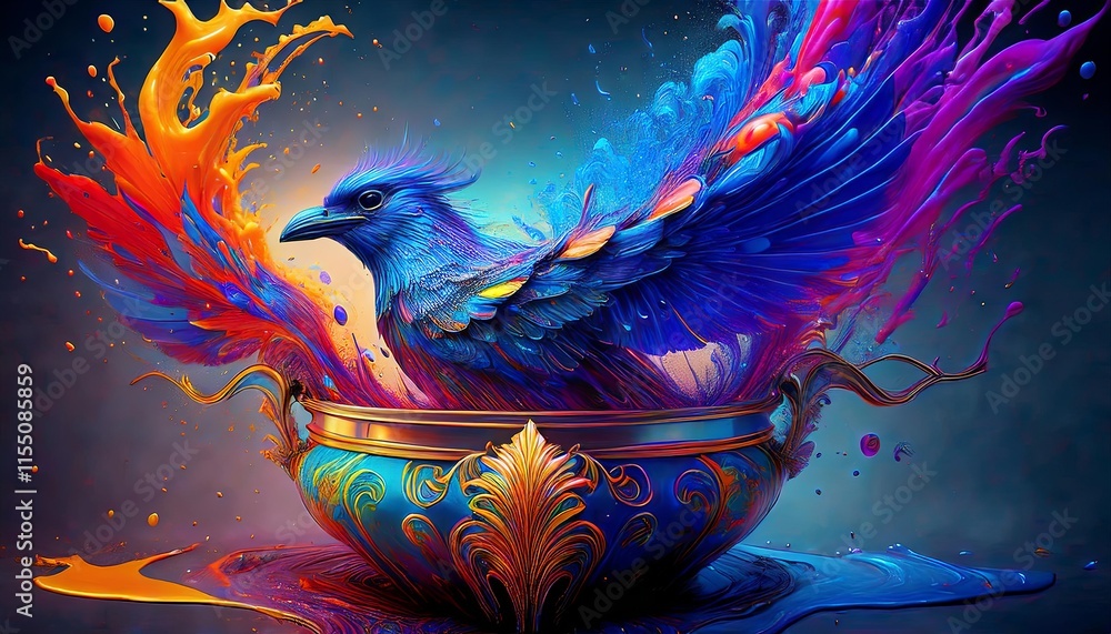 Baroque Bird Emergence: Infinite Wings from a Paint Container Baroque Bird Emergence: Infinite Wings from a Paint Container