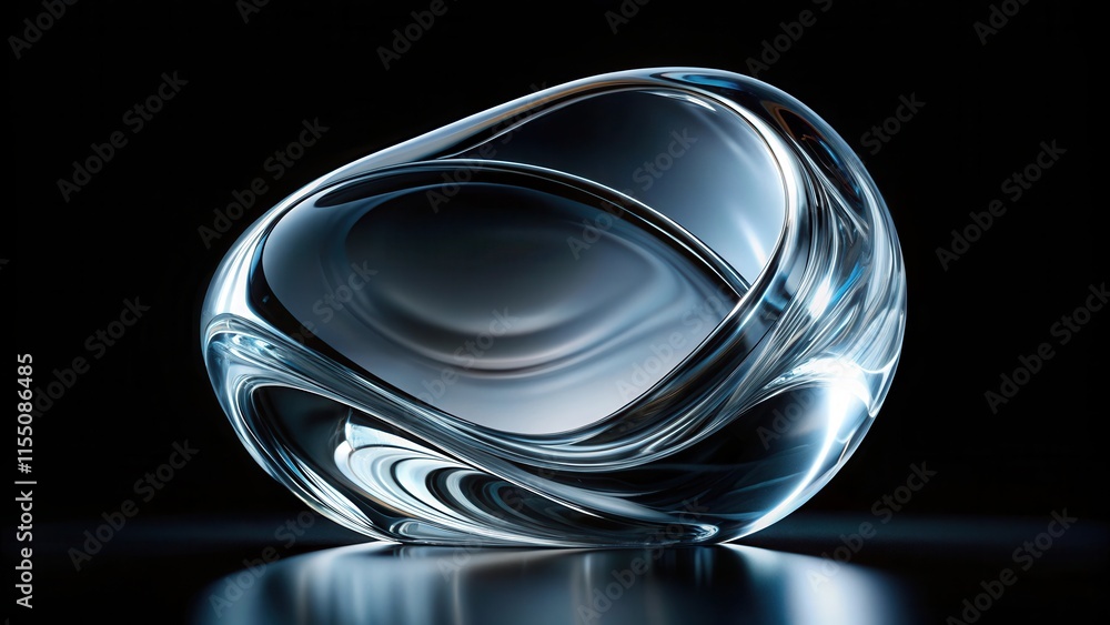 Abstract glass shape on black background, render, glass, abstract, shape, black, background,render, art, design Abstract glass shape on black background, render, glass, abstract, shape, black, background,render, art, design