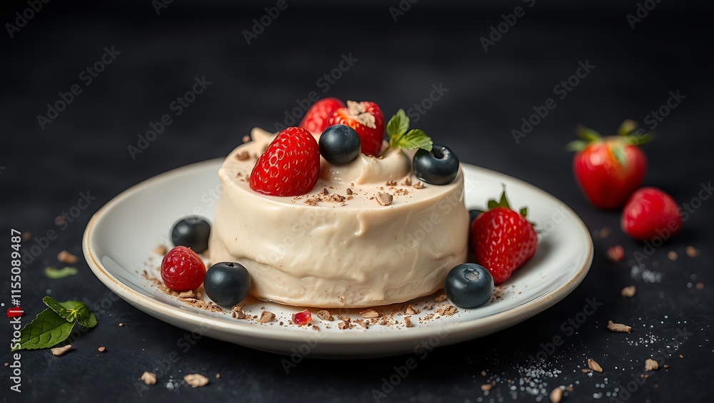 Vegan chocolate mousse with mint, bar of chocolate and cocoa beans Vegan chocolate mousse with mint, bar of chocolate and cocoa beans