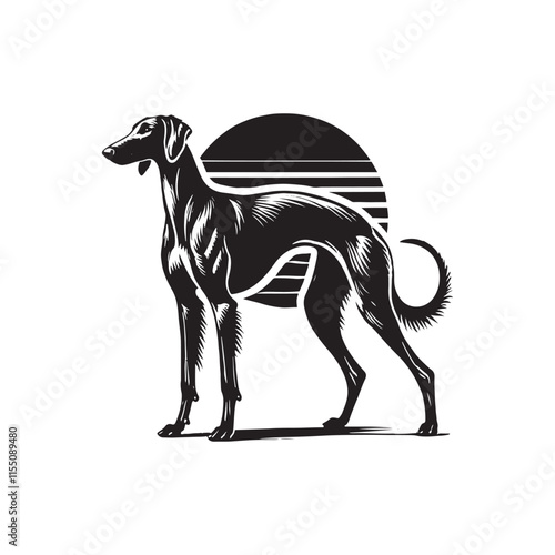 American Staghound Vector - Minimalist Design - American Staghound Silhouette - Illustration of Dog.