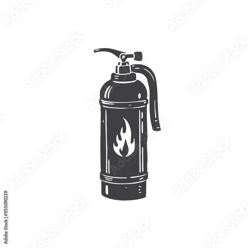 fire extinguisher icon vector. Old hand drawn imitation. Vintage object illustration. Protection object for firefighter. Engraved Etching Logo Concept
