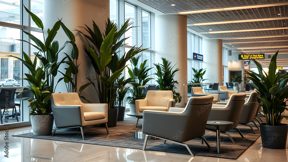 Modern hotel lobby. Generative AI Modern hotel lobby. Generative AI