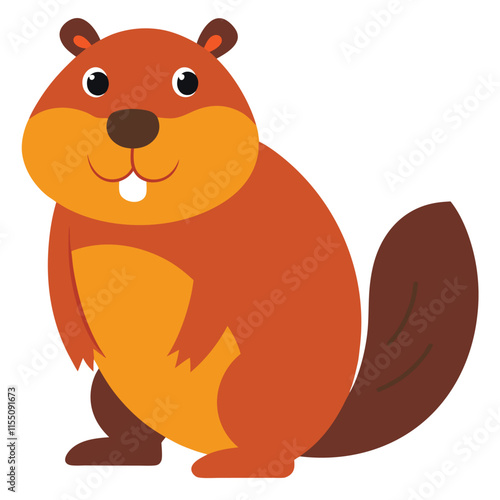 Cartoon style beaver mascot or animal character cute kind
