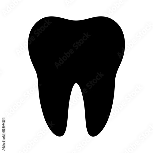 Black single healthy tooth silhouette vector illustration on white background