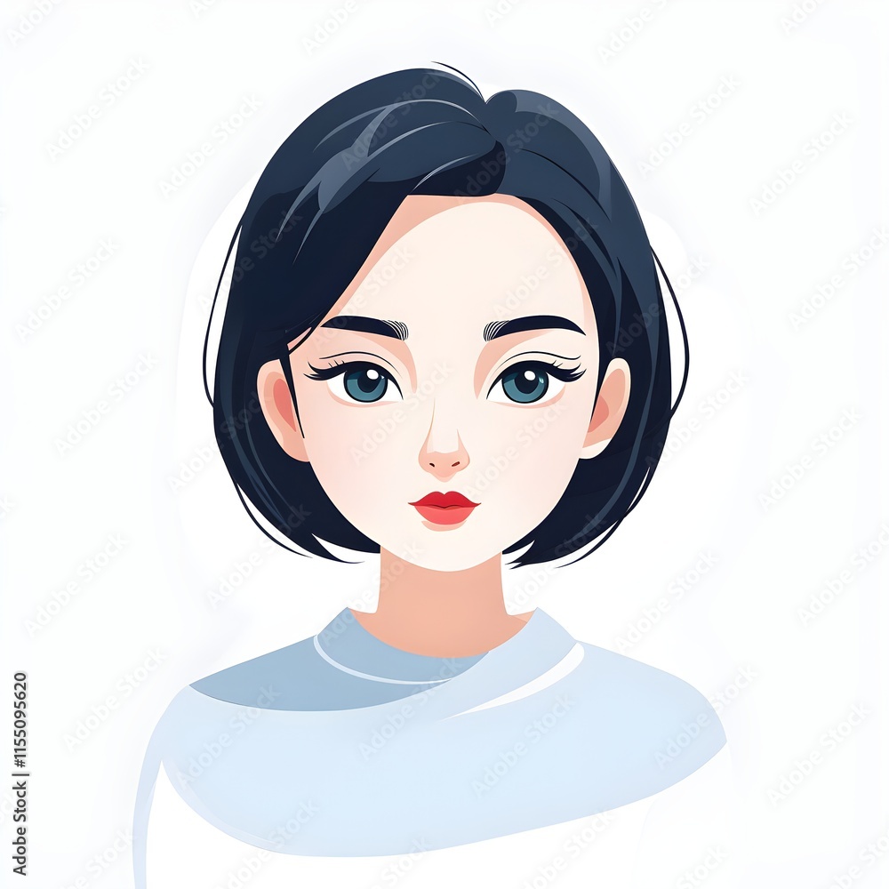 A simple cartoon of a girl with a white background A simple cartoon of a girl with a white background