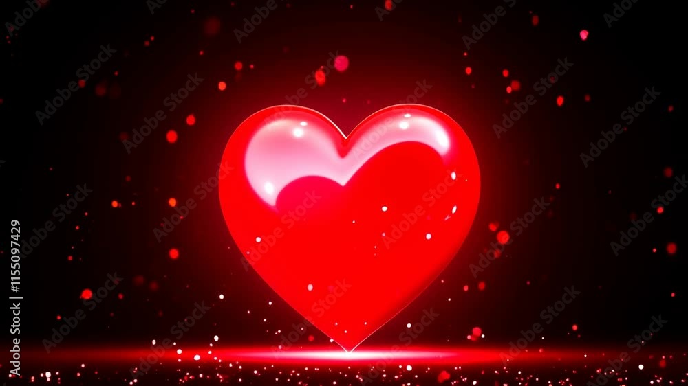 Pulsating red heart on dark background with soft particles for Valentine's Day promotion Pulsating red heart on dark background with soft particles for Valentine's Day promotion