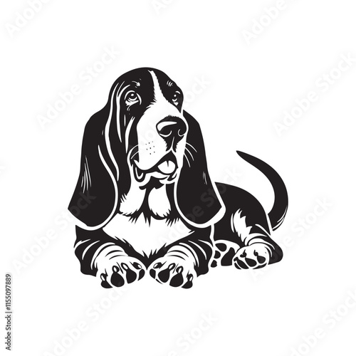Basset Hound Dog Minimalist Vector - Basset Hound Silhouette - Basset Hound Illustration.
