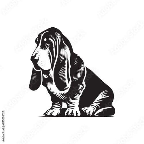 Basset Hound Dog Minimalist Vector - Basset Hound Silhouette - Basset Hound Illustration.