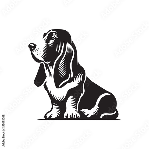 Basset Hound Dog Minimalist Vector - Basset Hound Silhouette - Basset Hound Illustration.