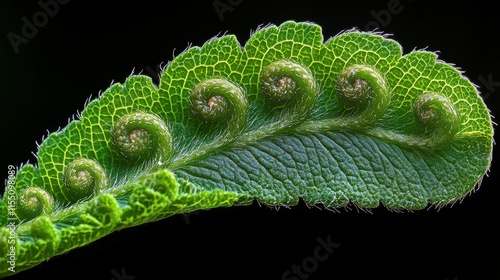 Fern Frond Close-Up with Spore Capsules photo