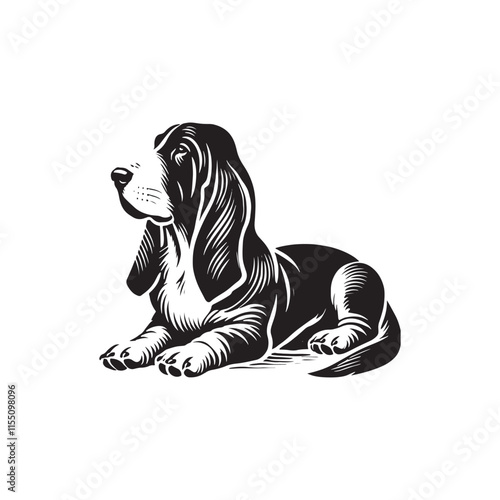 Basset Hound Dog Minimalist Vector - Basset Hound Silhouette - Basset Hound Illustration.