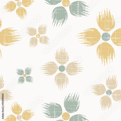 Geometrical yellow gray icons with leaves flower wind effect pattern background