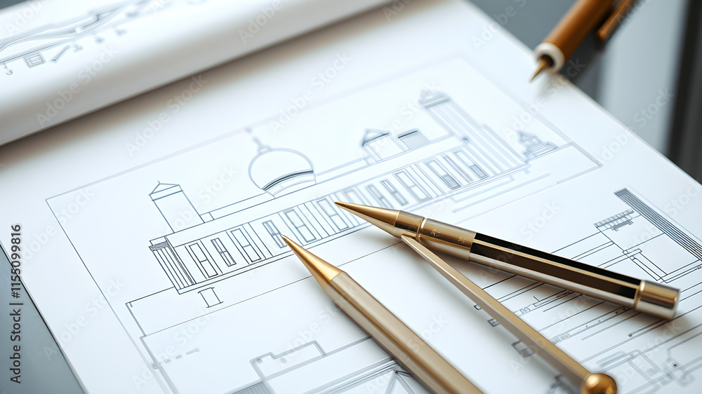 An architect's project drawing. Generative AI An architect's project drawing. Generative AI
