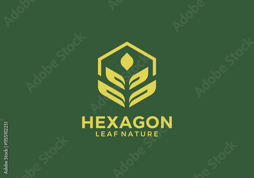 abstract leaf grow logo design. leaves nature with hexagon abstract icon vector inspiration