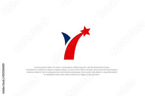 letter y shooting star usa american flag logo