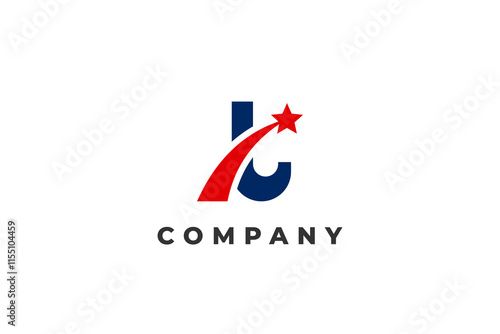 letter j shooting star usa american flag logo photo