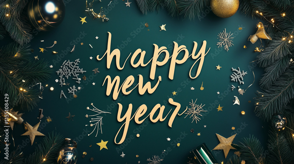 Fototapeta premium Happy new year written on a beautiful background for celebration