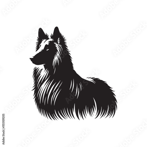 Minimalist Belgian Sheepdog - Silhouette of Belgian Sheepdog - Vector of Belgian Sheepdog.