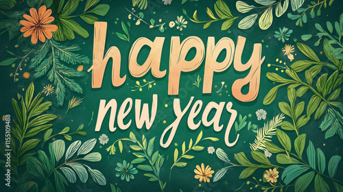 Happy new year written on a beautiful background for celebration