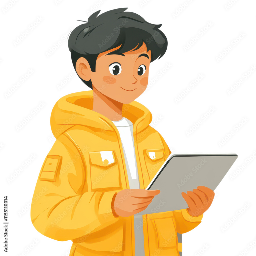 Student showcasing project on tablet, minimal design, clean white backdrop, engaging presentation, modern educational setting Student showcasing project on tablet, minimal design, clean white backdrop, engaging presentation, modern educational setting