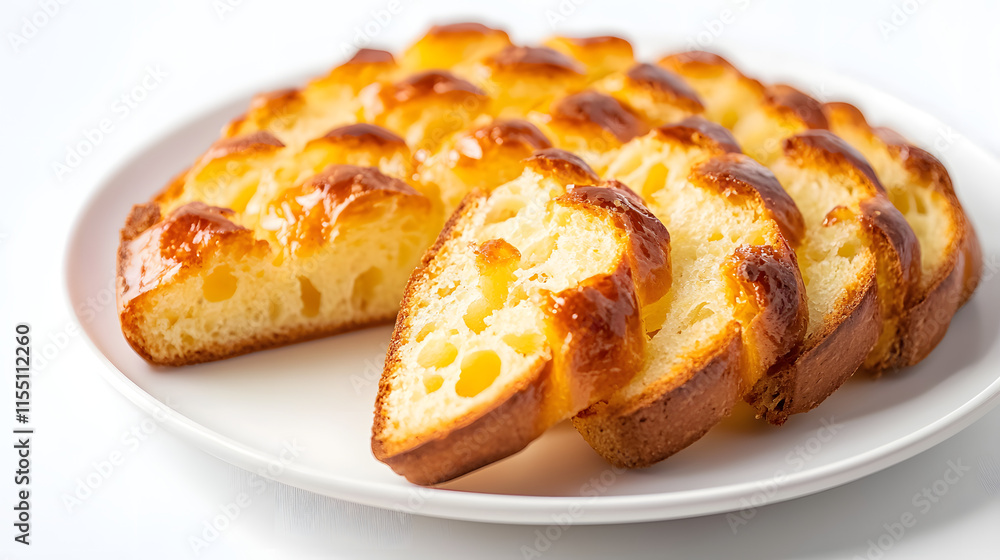 Sweet Fougasse with Orange Flavors on White Plate Sweet Fougasse with Orange Flavors on White Plate