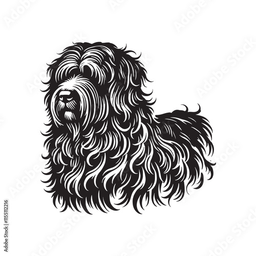 Bergamasco Sheepdog Silhouette - Minimalist Vector of Bergamasco Sheepdog. photo