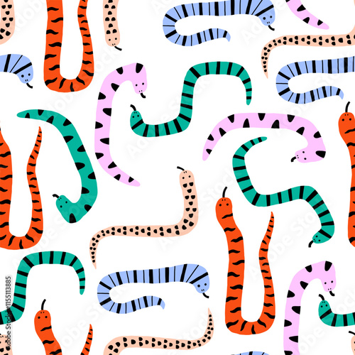 Colorful Cartoon Snakes Pattern
