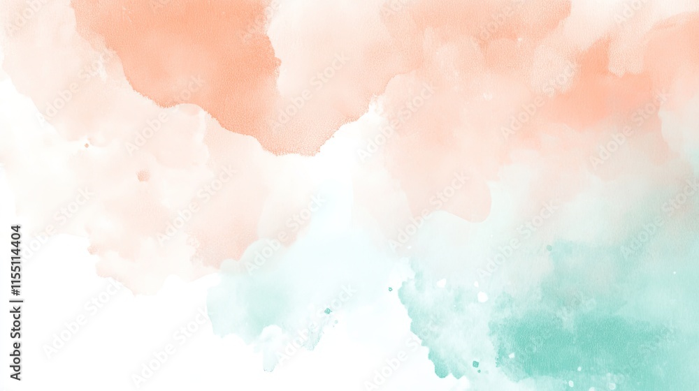 Obraz premium Abstract Watercolor Painting Peach And Mint Hues