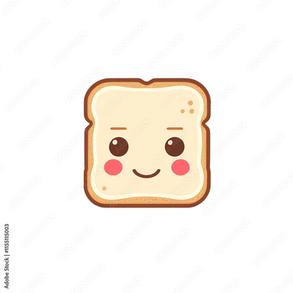 Fototapeta premium simple minimalist toast with cute cartoon face vector illustration isolated transparent background