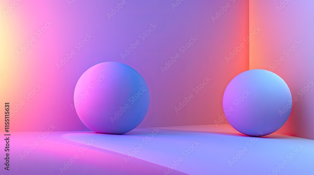 Two Spheres Resting In A Colorful Room Two Spheres Resting In A Colorful Room
