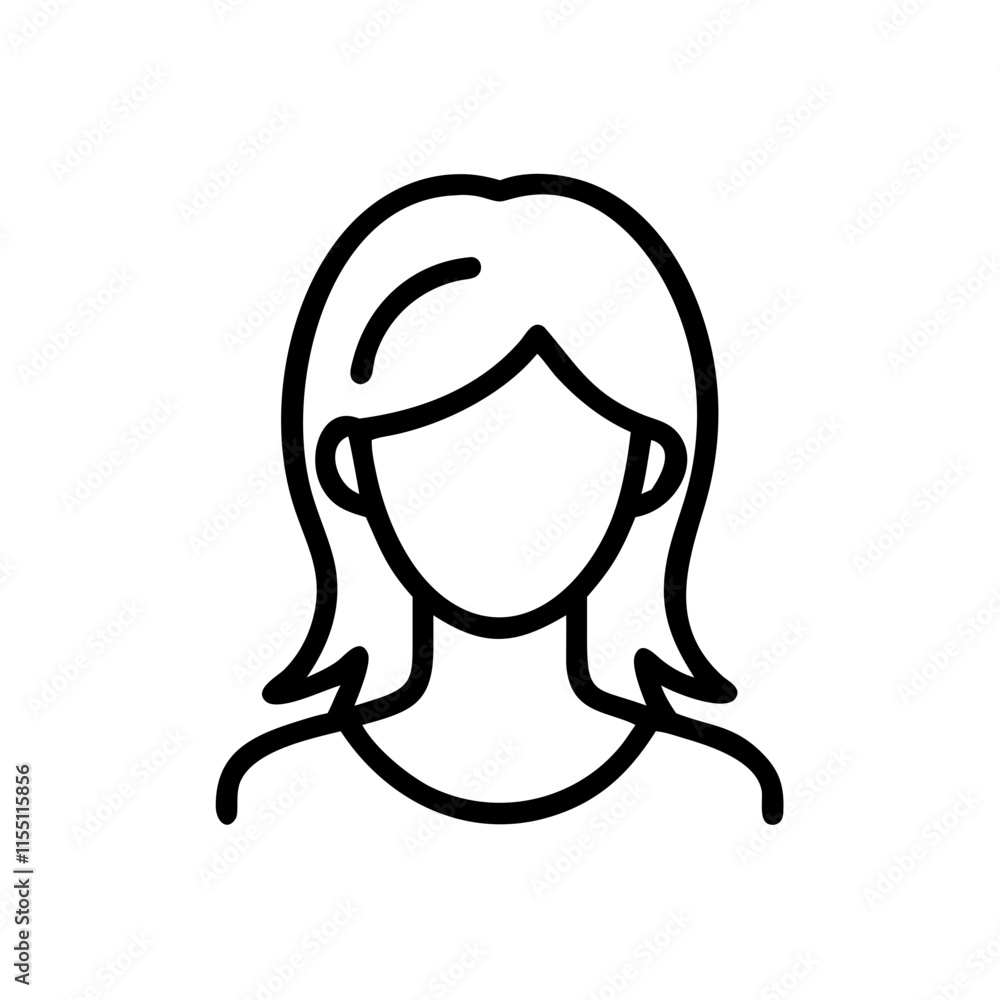 Abstract portrait of woman linear icon. Cosmetology, female avatar or user concept. Abstract portrait of woman linear icon. Cosmetology, female avatar or user concept.