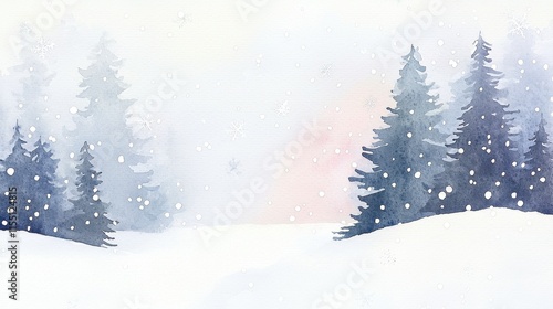 Wallpaper Mural Watercolor Winter Wonderland Snowy Forest Scene Christmas Holiday Background Torontodigital.ca
