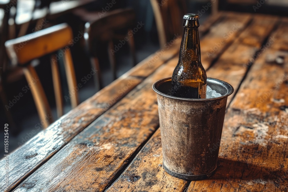 Ice-Cold Beer in a Rustic Bucket Ice-Cold Beer in a Rustic Bucket