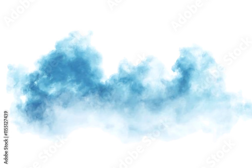 Blue smoke clouds on PNG background