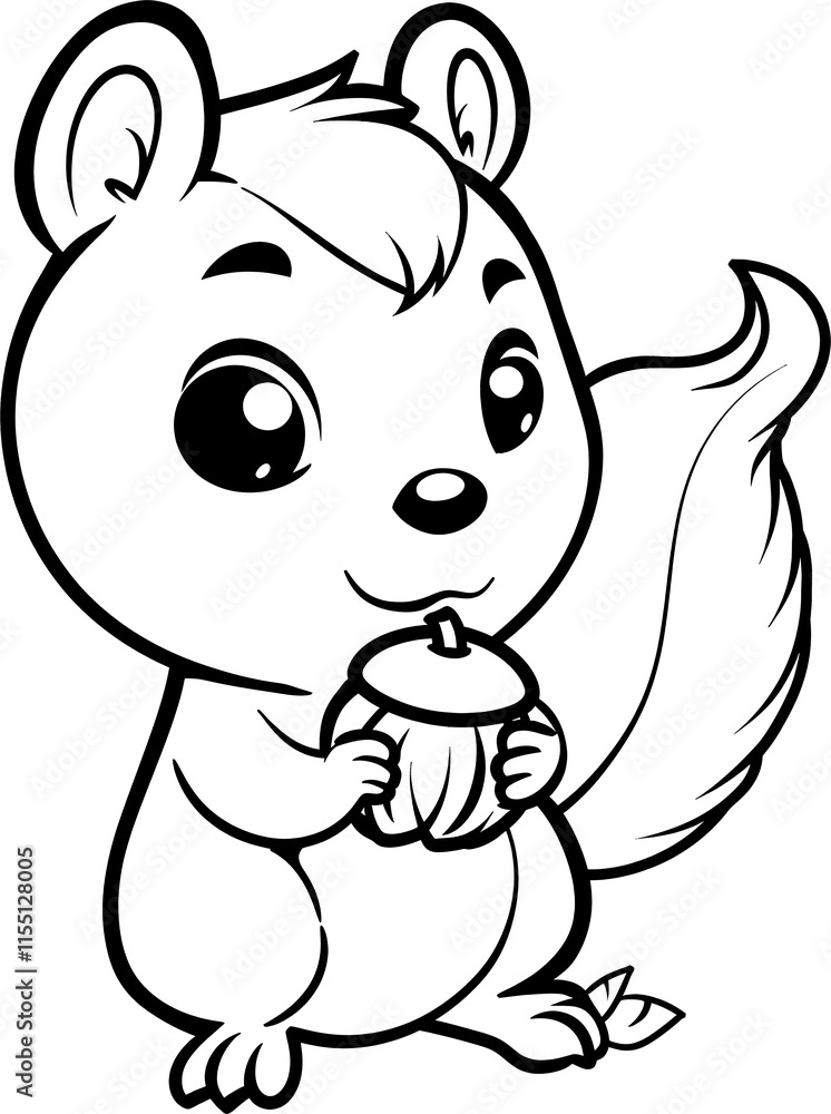 Cute cartoon squirrel holding an acorn Cute cartoon squirrel holding an acorn