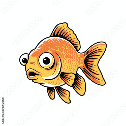 Cartoon Goldfish with Surprised Expression