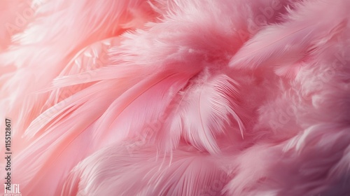 Pink flamingo feathers on background photo