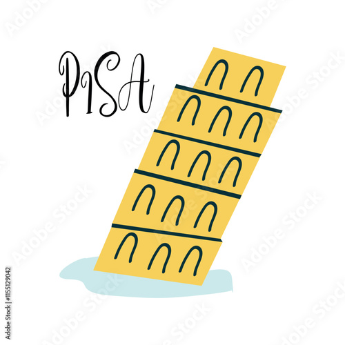 Italian Leaning Tower of Pisa sketch. Italy landmark. Vintage vector illustration