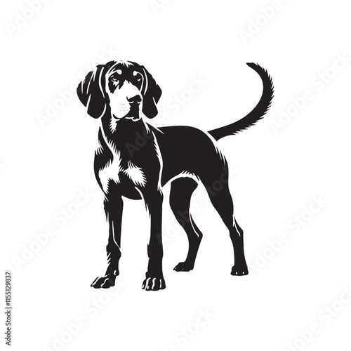 Bluetick Dog Silhouette - Illustration of Dog - Minimalist Design Of Dog - Dog Vector.