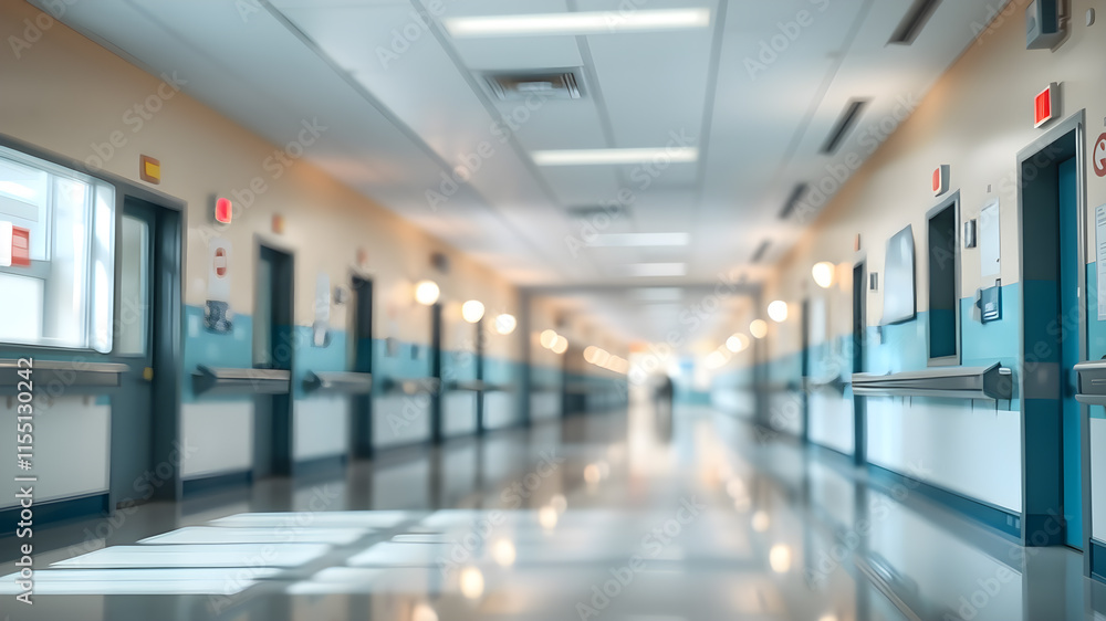 Empty Hospital corridor. Generative AI Empty Hospital corridor. Generative AI