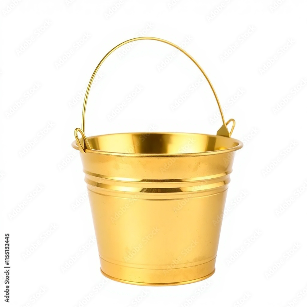 Gold Metal Bucket with Handle. Decorative Container for Party or Home Decor. Gold Metal Bucket with Handle. Decorative Container for Party or Home Decor.