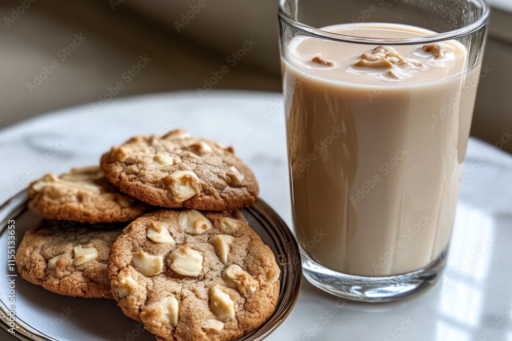 White Chocolate Chip Cookies and a Refreshing Drink White Chocolate Chip Cookies and a Refreshing Drink