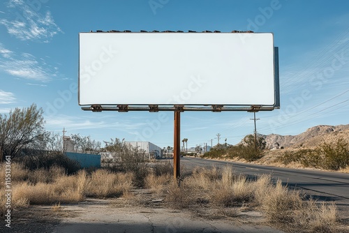 Blank Billboard in Desert Landscape. photo